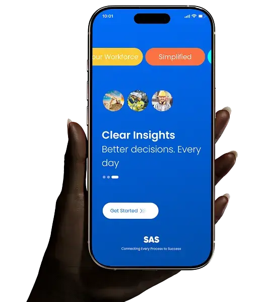SAS Connect construction management app for mobile access to scheduling, timesheets, reporting, and onsite project management from anywhere